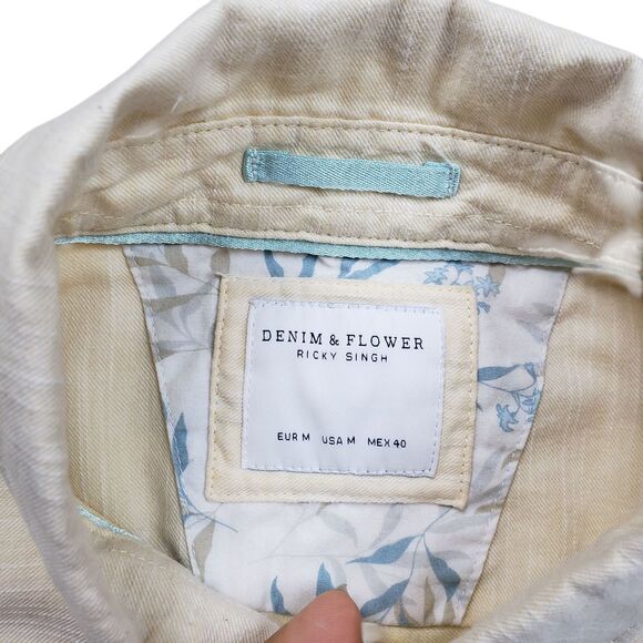 Denim and Flower Ricky Singh Shirt Mens Medium Yellow Short Sleeve Preppy - Picture 3 of 9